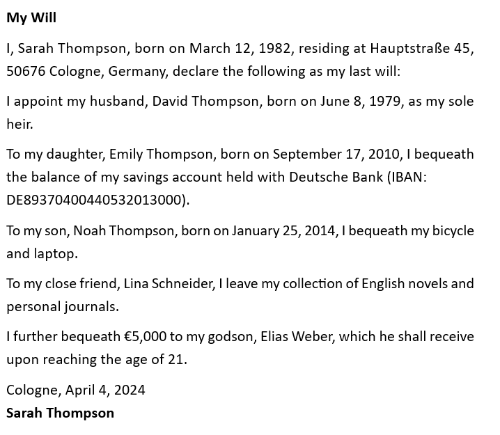 How not to Write a Will in Germany