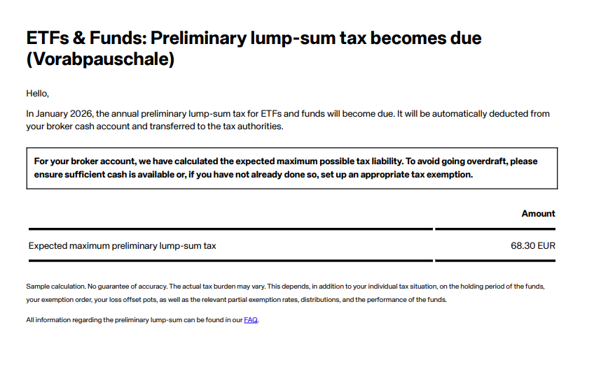 ETF Tax (Vorabpauschale) amount due